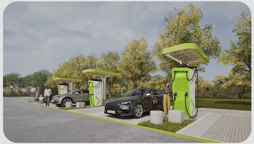 Allego concept render — Tamworth EV charging hub